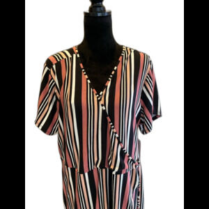 Bobbie Brooks Wrap Dress Size 3X + Stretch Hi Low Hem Pink Black Flattering On